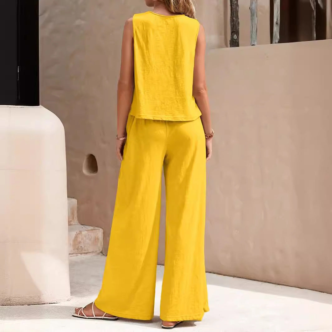 Elegant Spring Full Trouser & Vest Top Set