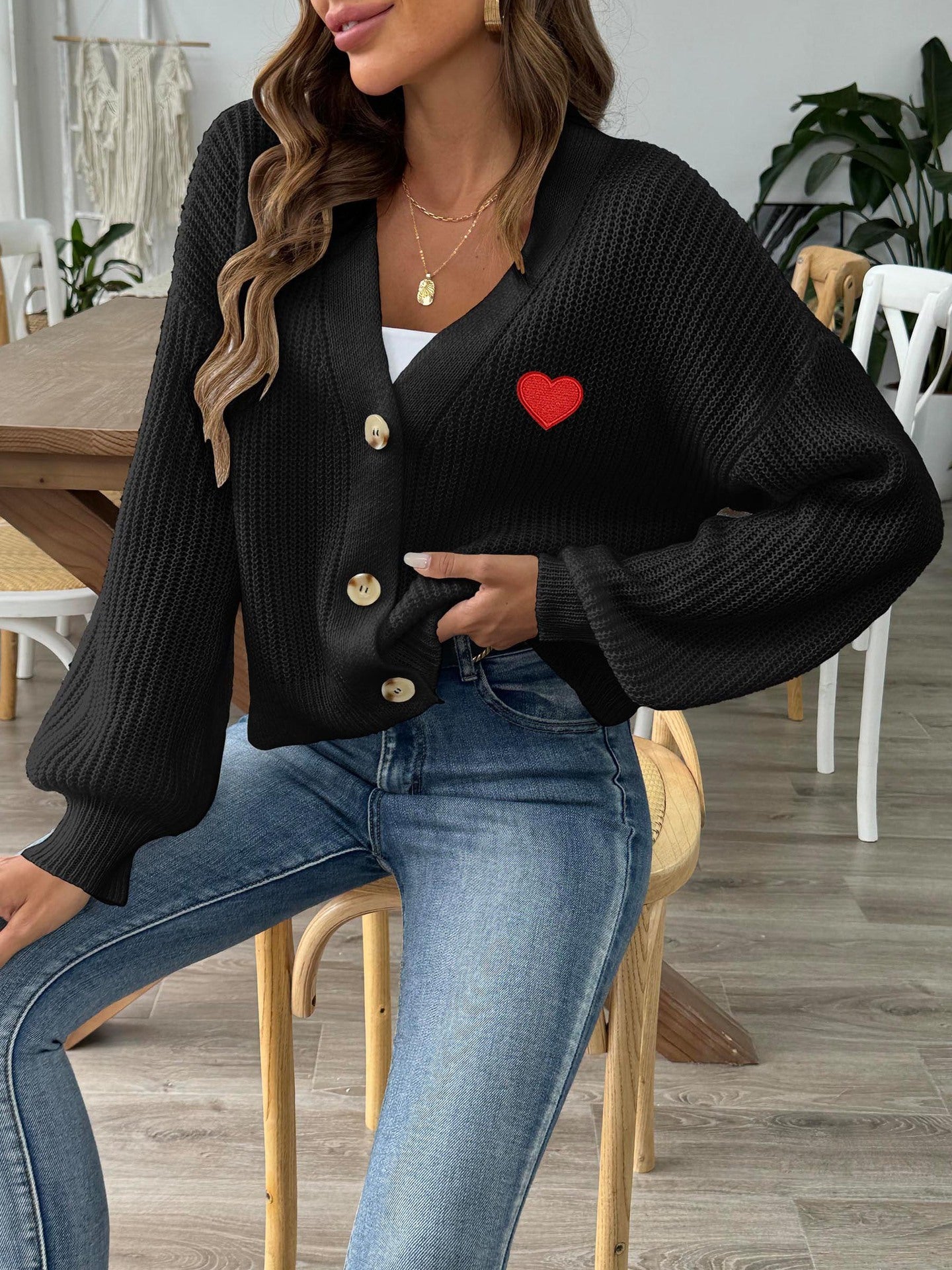 Woven Love Heart Short Cardigan