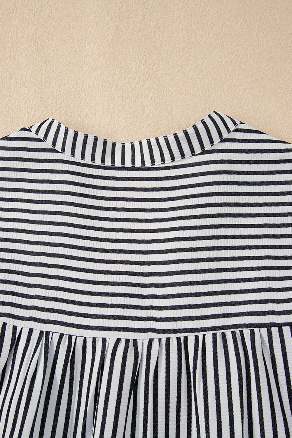 Curve Black Stripe Short Sleeve Buttoned V Neck Pocketed Mini Dress