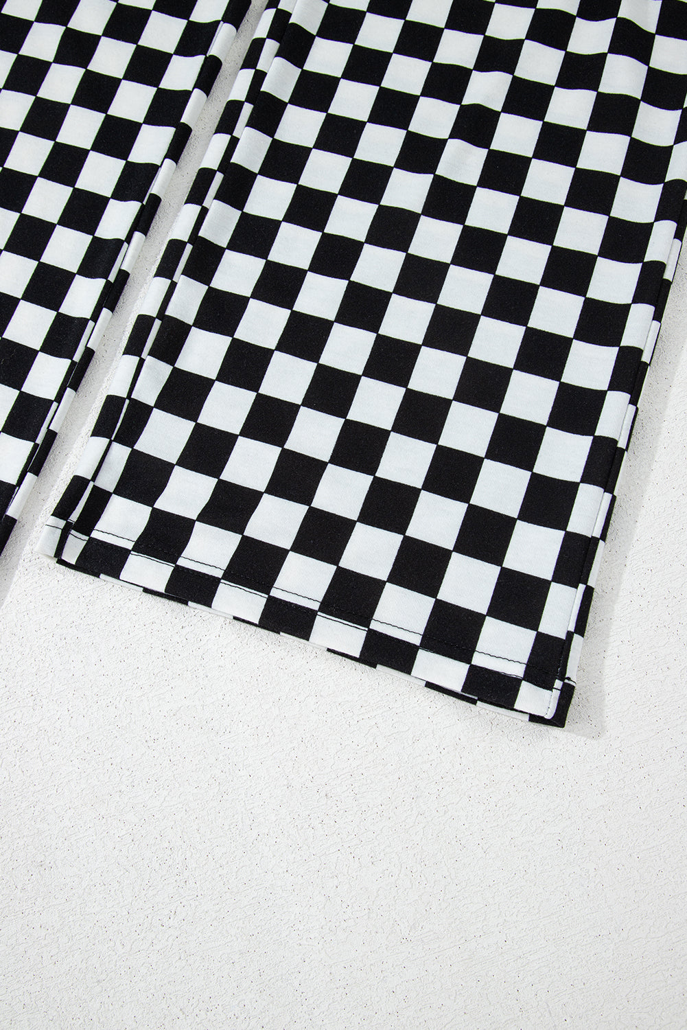 Checkered Print Long Sleeve Top and Pants Lounge Set