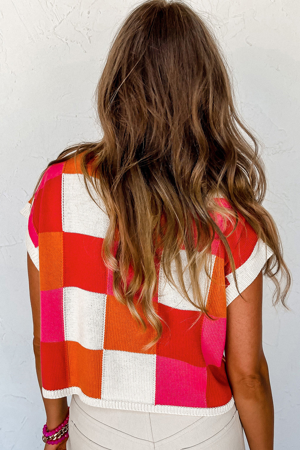 Colour Blocks Cap Sleeve Sweater
