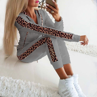 Leopard print Striped Jogger Set