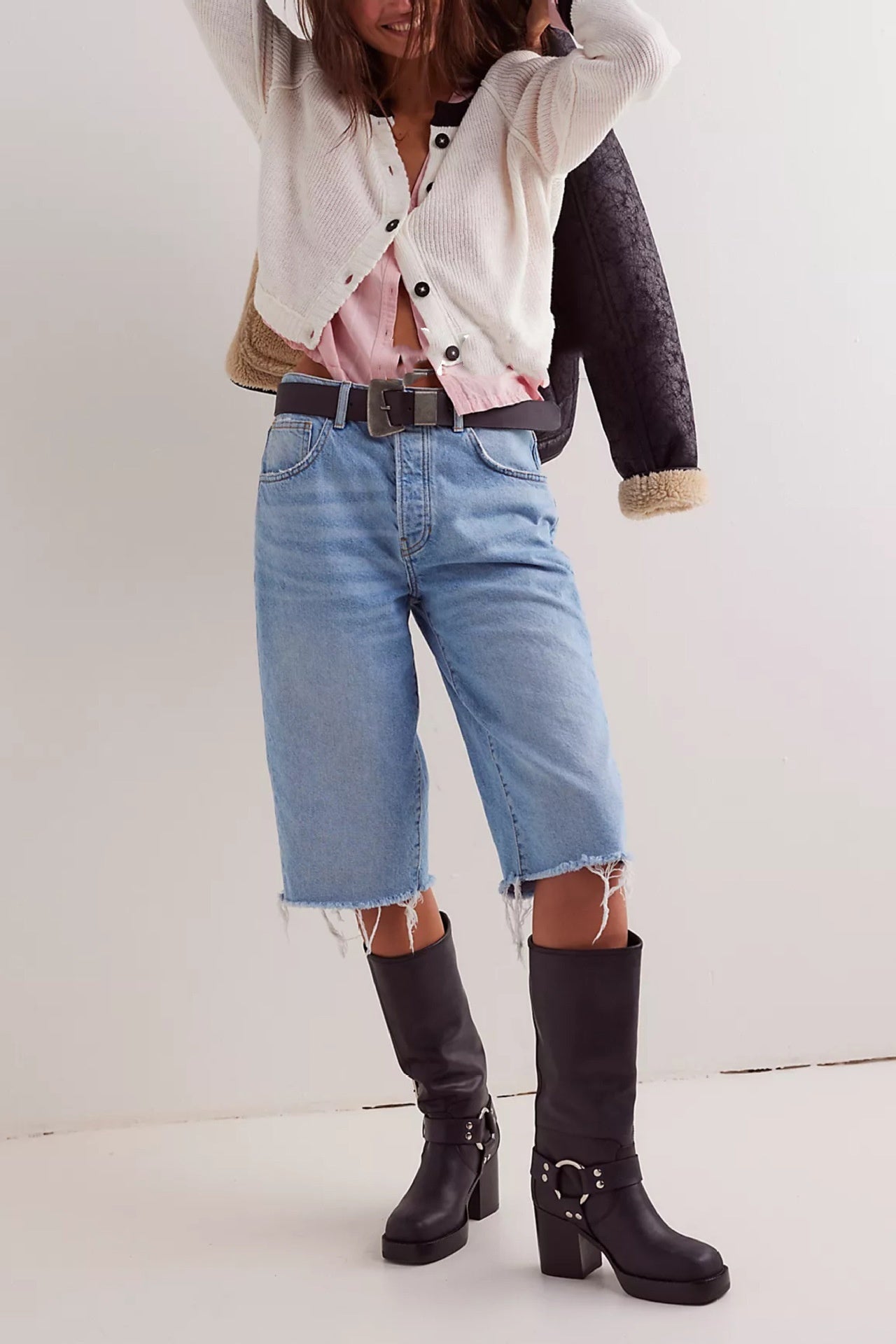 Contrast Colour Round Neck Cardigan