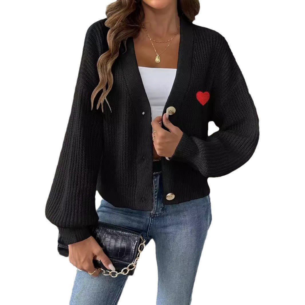 Woven Love Heart Short Cardigan