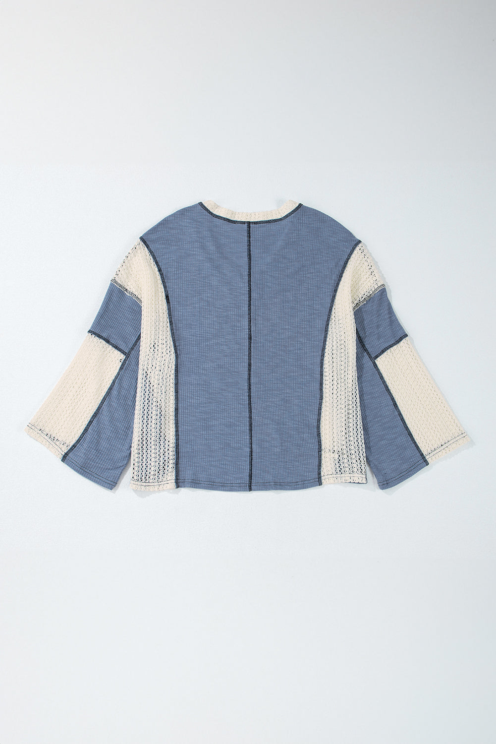 Crochet Detail Exposed Seam High Low Loose Top
