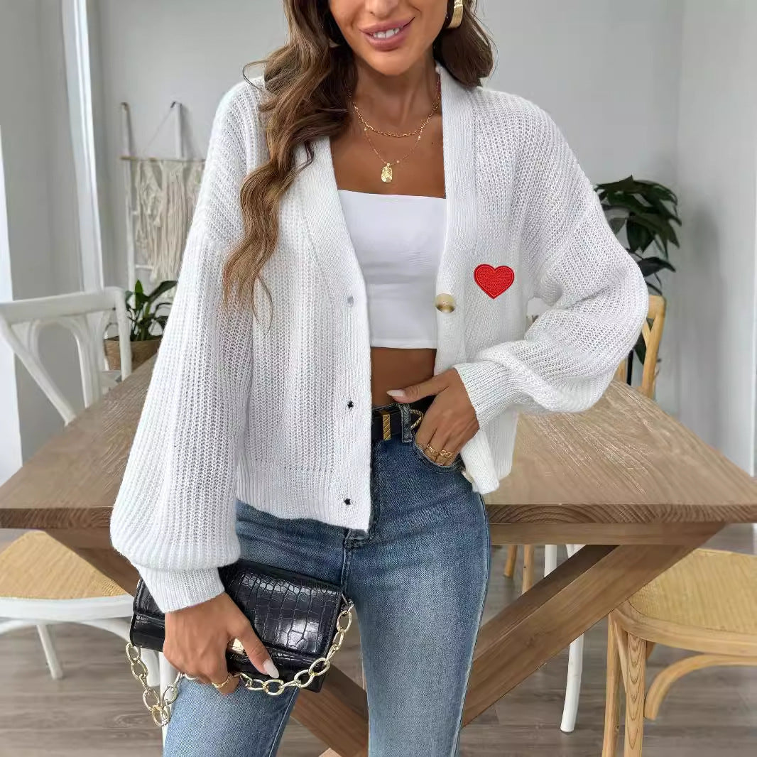 Woven Love Heart Short Cardigan