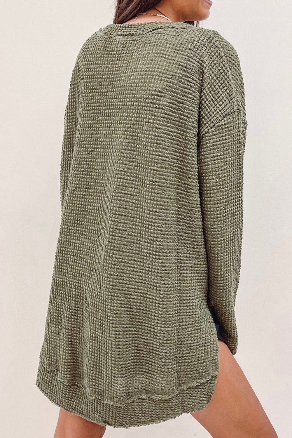 Curve Textured Knit Long Sleeve Top