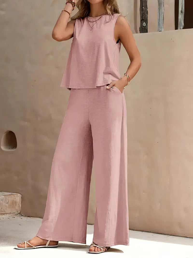 Elegant Spring Full Trouser & Vest Top Set