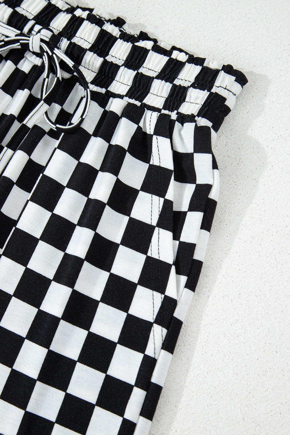 Checkered Print Long Sleeve Top and Pants Lounge Set