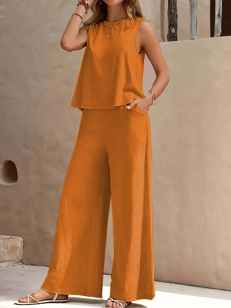 Elegant Spring Full Trouser & Vest Top Set