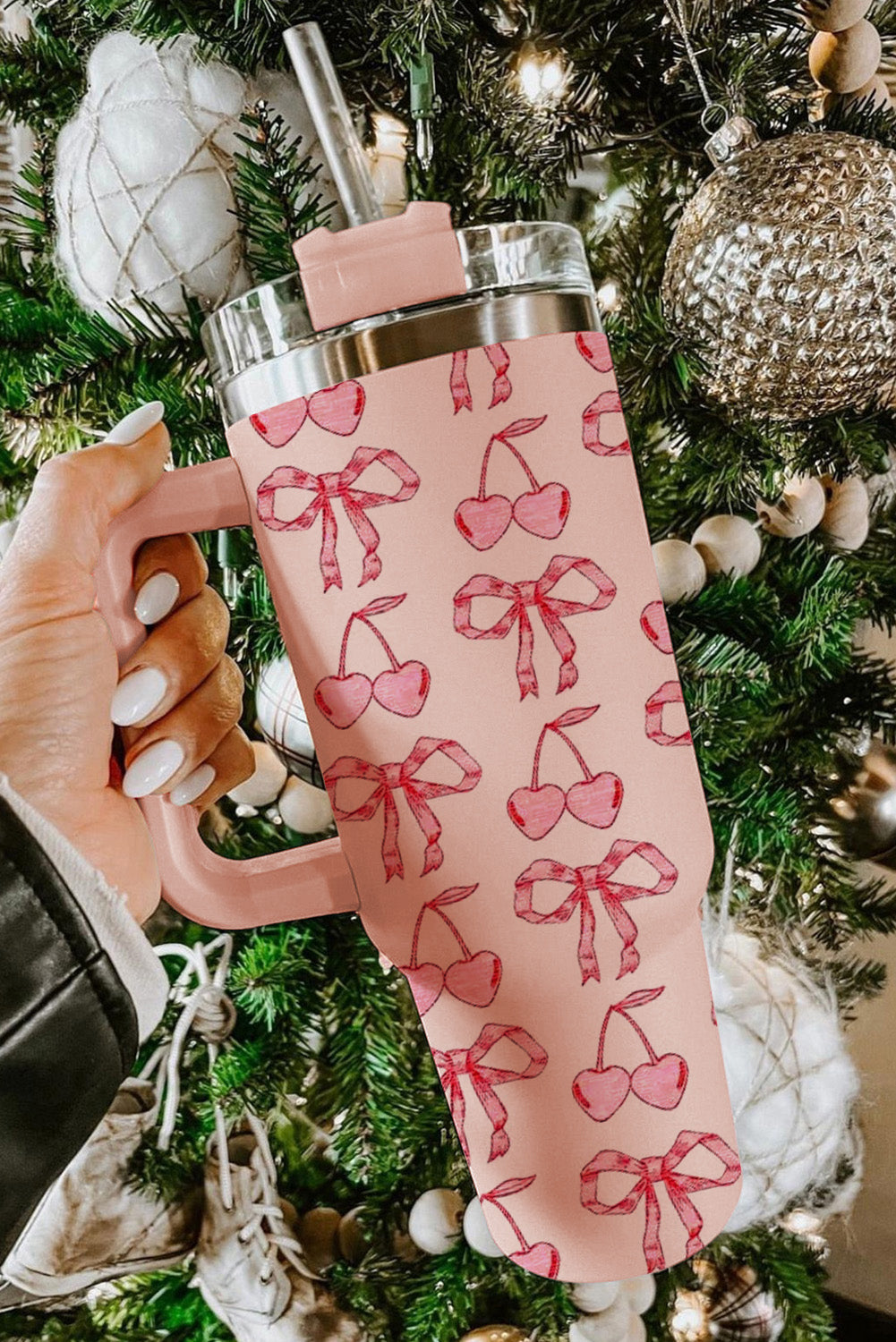 Bowknot Stylish Large Tumbler with Handle 40oz