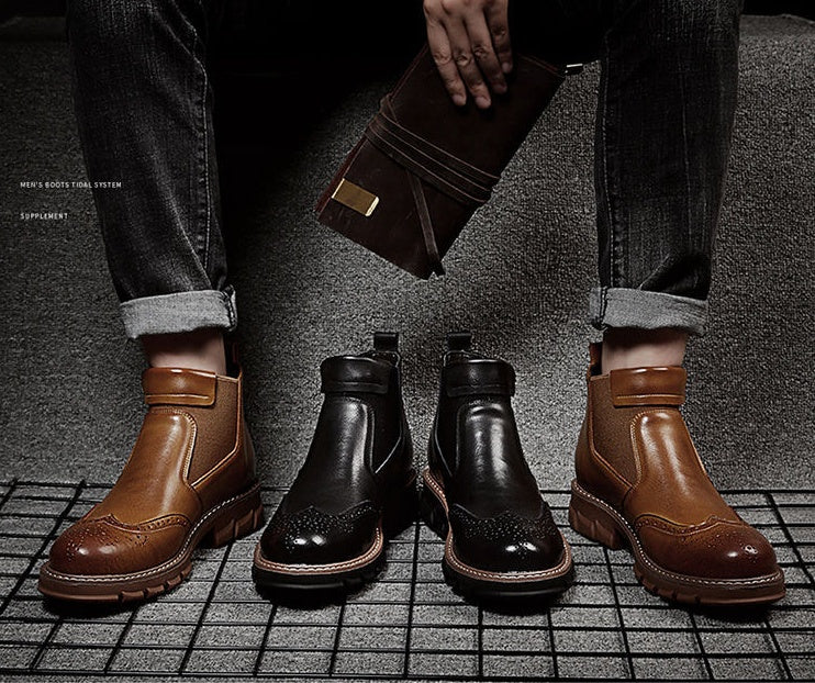 Men’s Brogue Style Stretch Boots