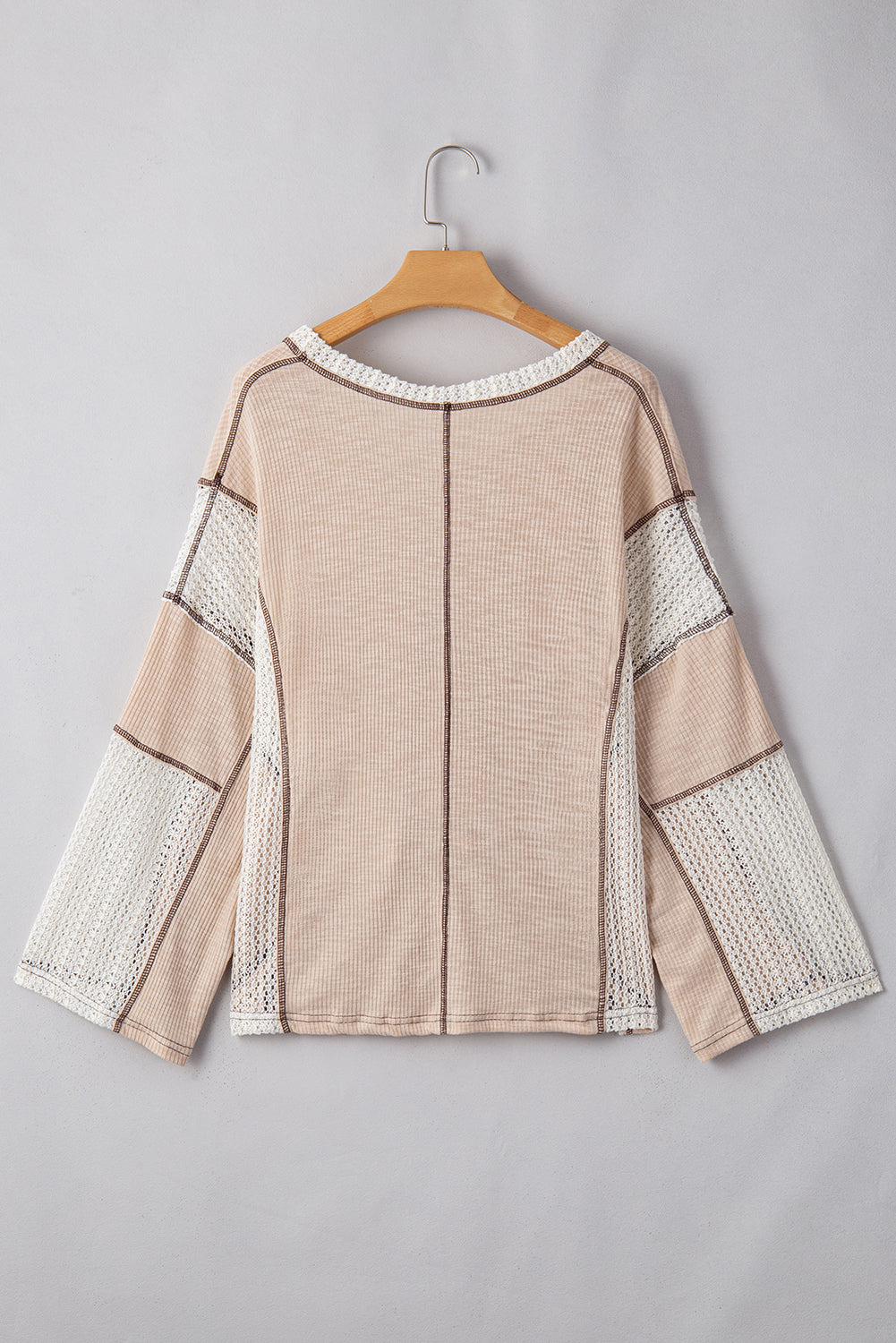 Crochet Detail Exposed Seam High Low Loose Top
