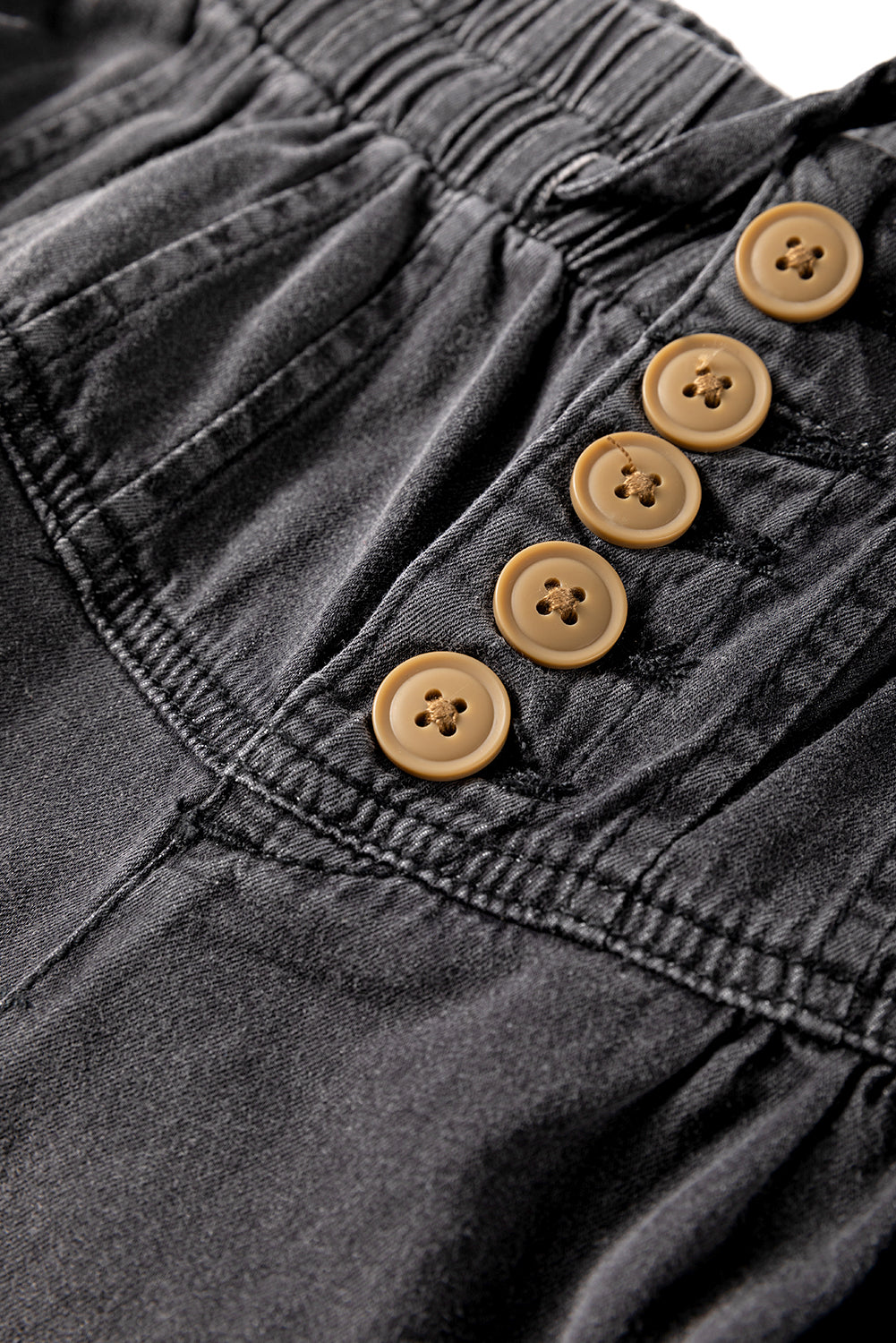 Mineral Wash Button Fly Waist Wide Leg Jeans