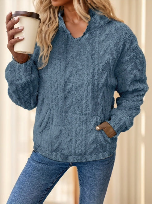 Teddy Bear Fleece Style Textured Hoodie