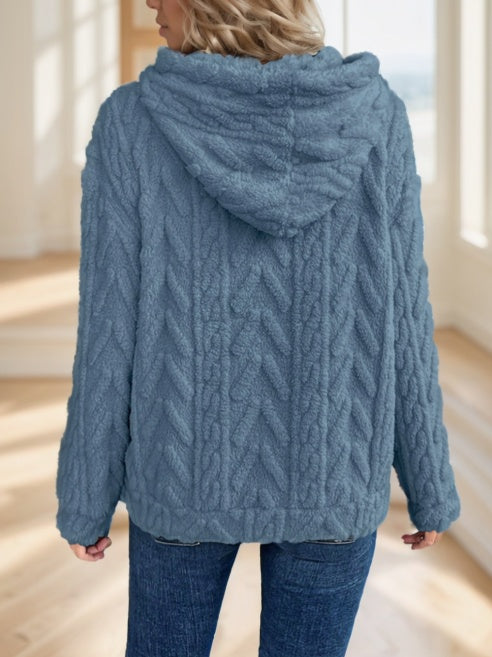 Teddy Bear Fleece Style Textured Hoodie