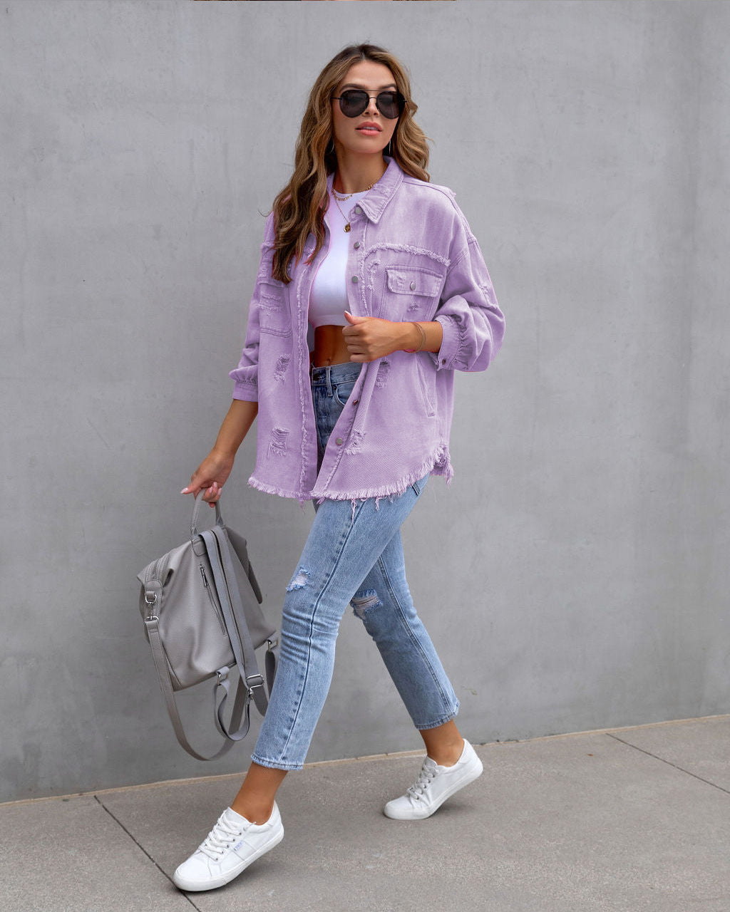 Ripped Spring Shirt Jacket