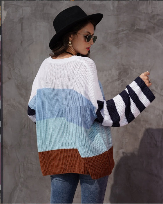 Oversized Stripe Colour contrast Sweater