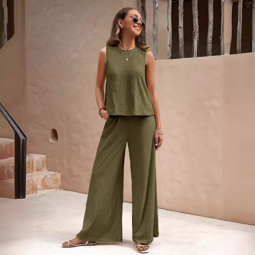 Elegant Spring Full Trouser & Vest Top Set