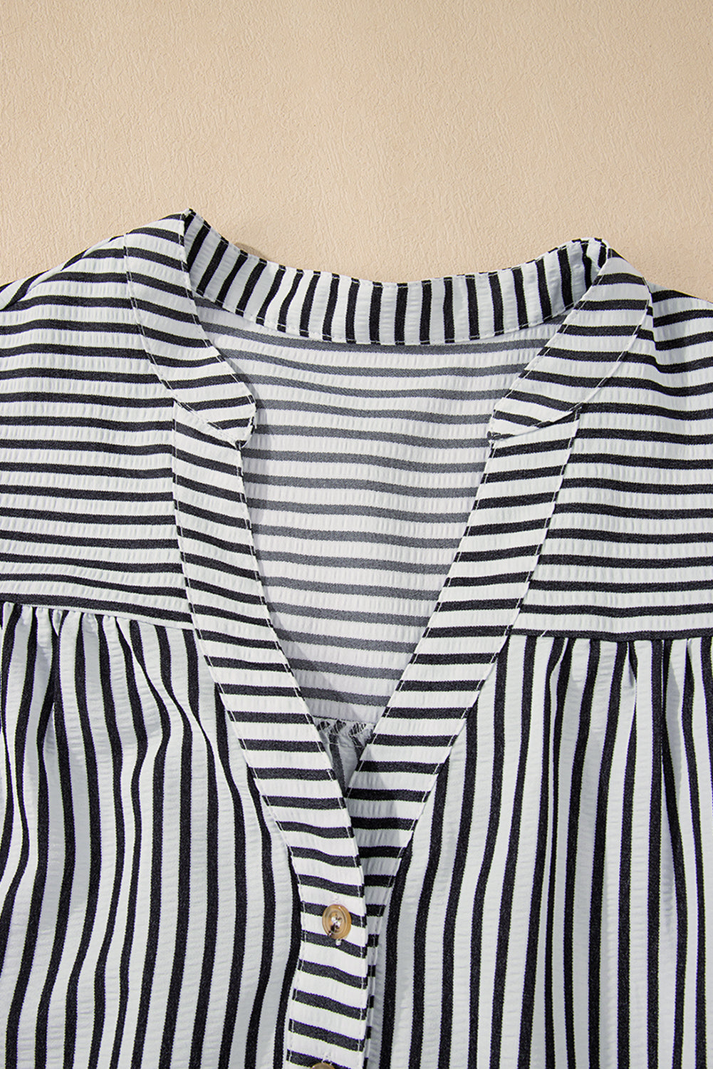 Curve Black Stripe Short Sleeve Buttoned V Neck Pocketed Mini Dress