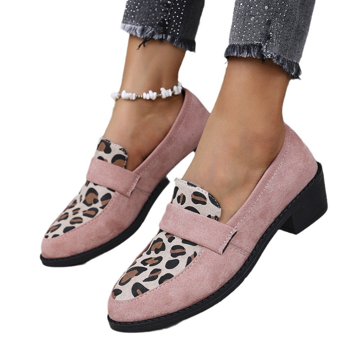 Leopard Print Slip-on Suede Shoes