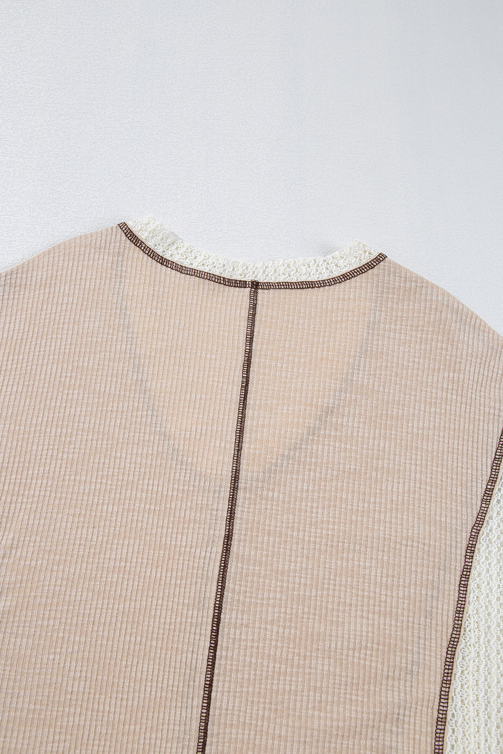 Crochet Detail Exposed Seam High Low Loose Top