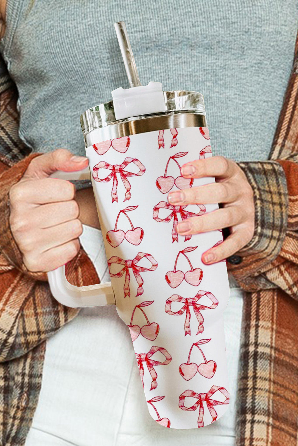 Bowknot Stylish Large Tumbler with Handle 40oz