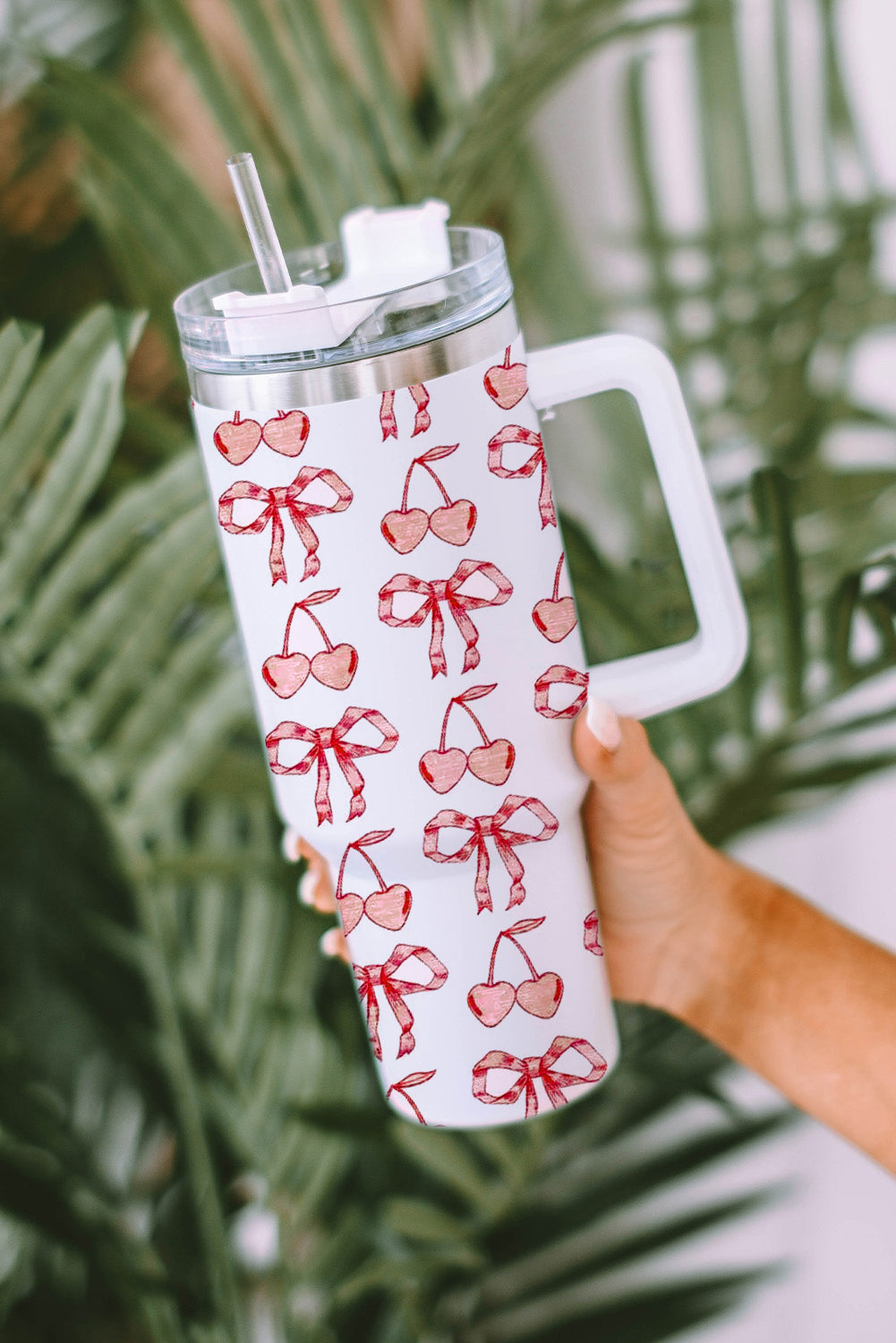 Bowknot Stylish Large Tumbler with Handle 40oz