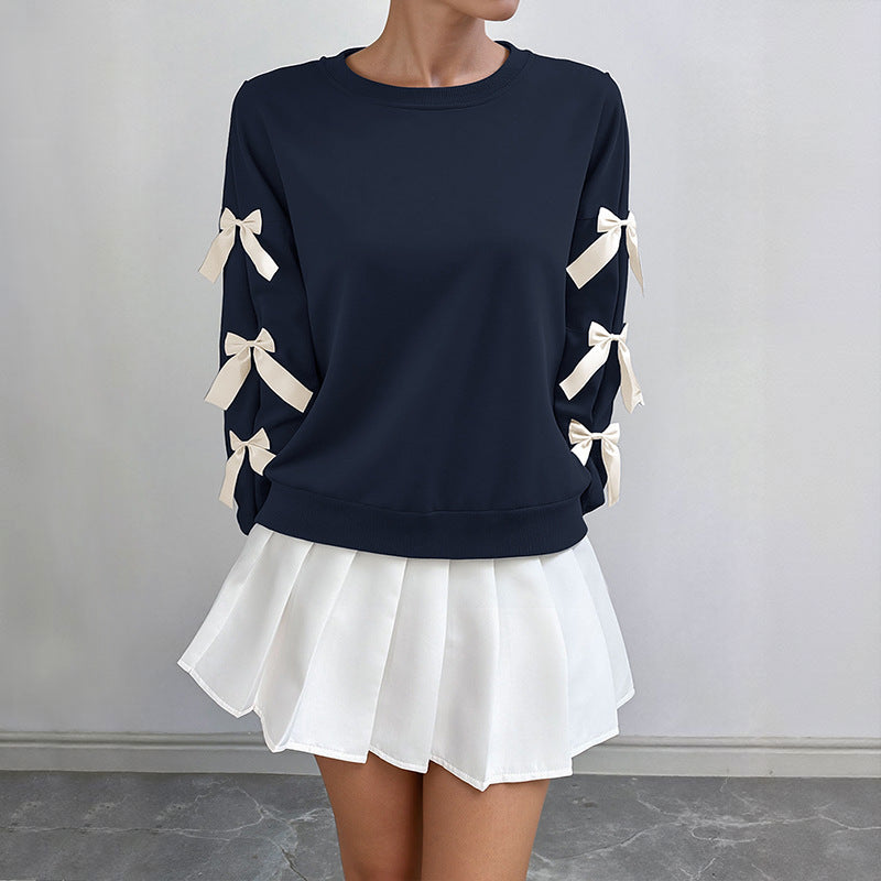 Round Neck Bow Christmas Sweater