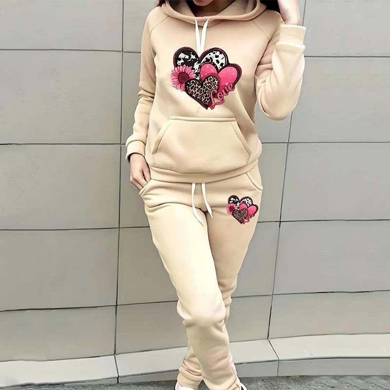 Heart Print Casual Tracksuit