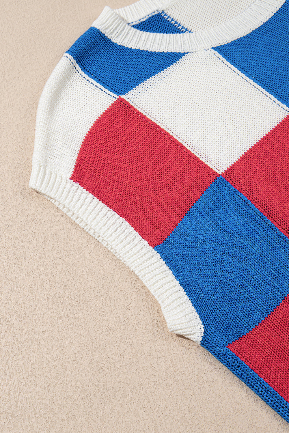 Colour Blocks Cap Sleeve Sweater
