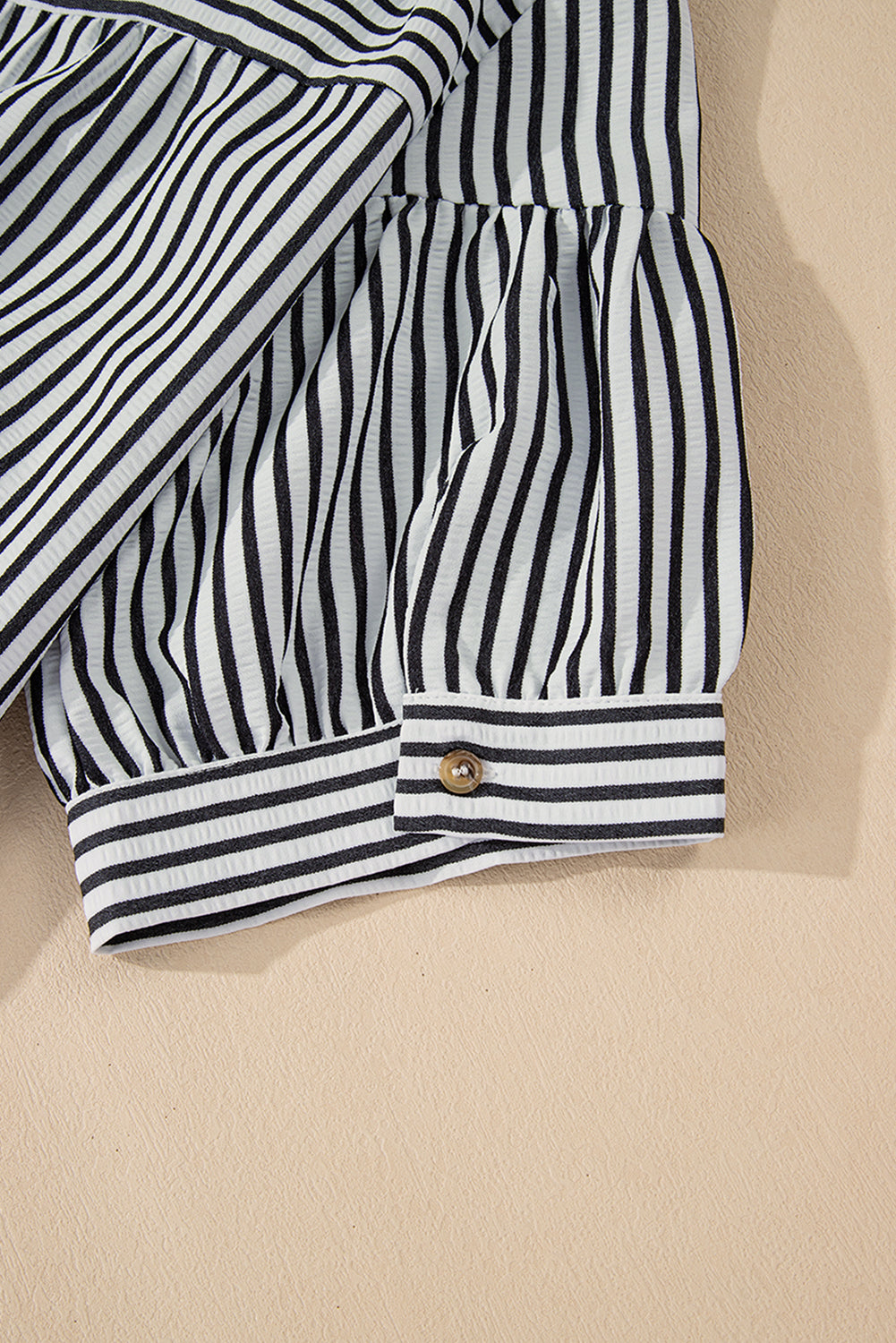 Curve Black Stripe Short Sleeve Buttoned V Neck Pocketed Mini Dress