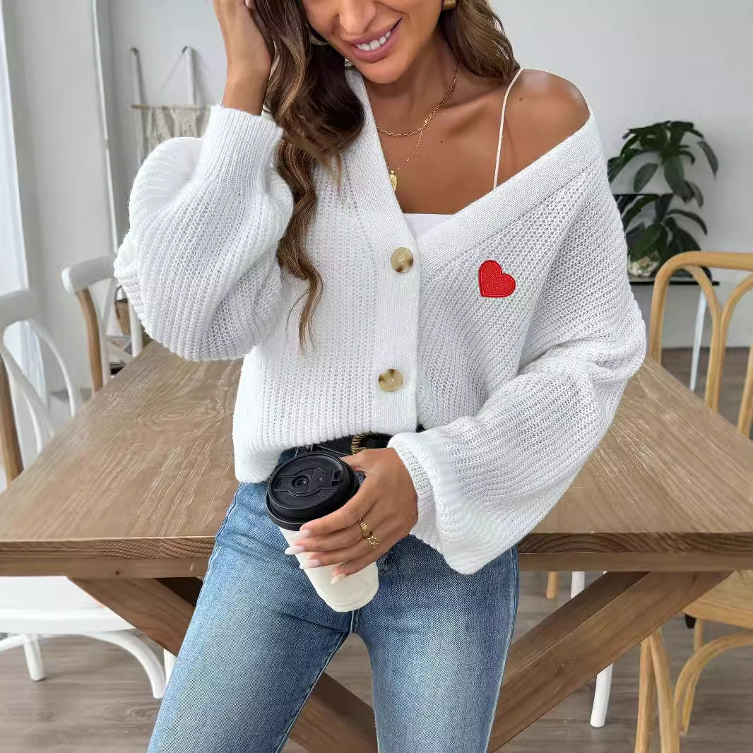 Woven Love Heart Short Cardigan