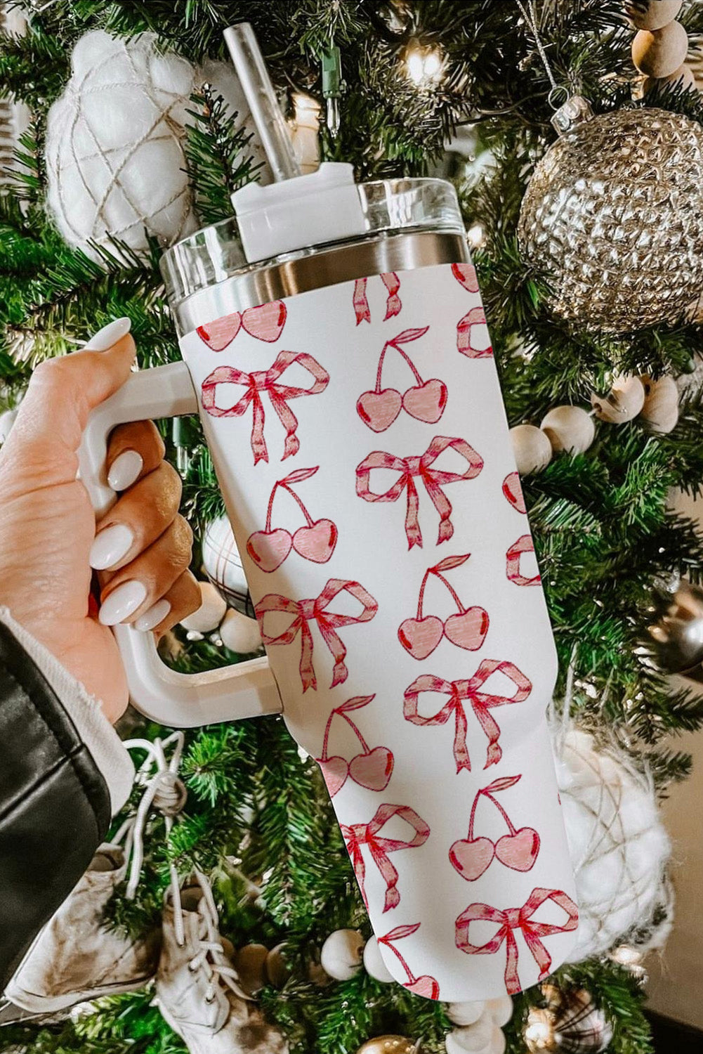 Bowknot Stylish Large Tumbler with Handle 40oz