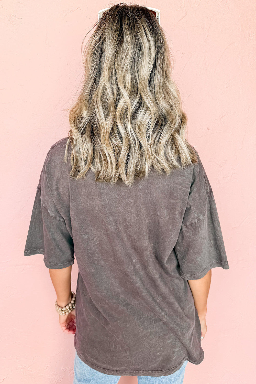 Medium Grey Vintage Cheetah Printed Mineral Wash Graphic Top