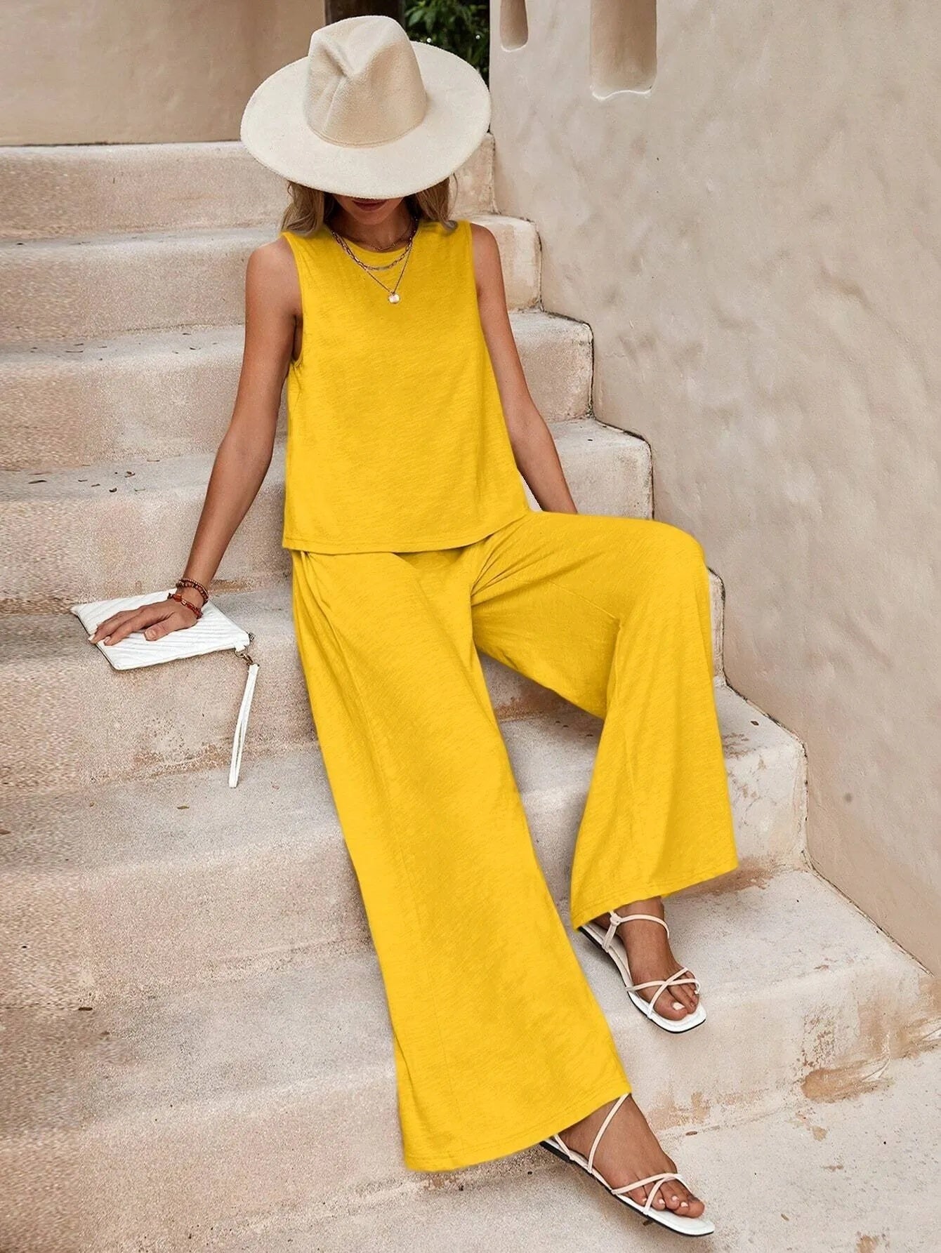 Elegant Spring Full Trouser & Vest Top Set