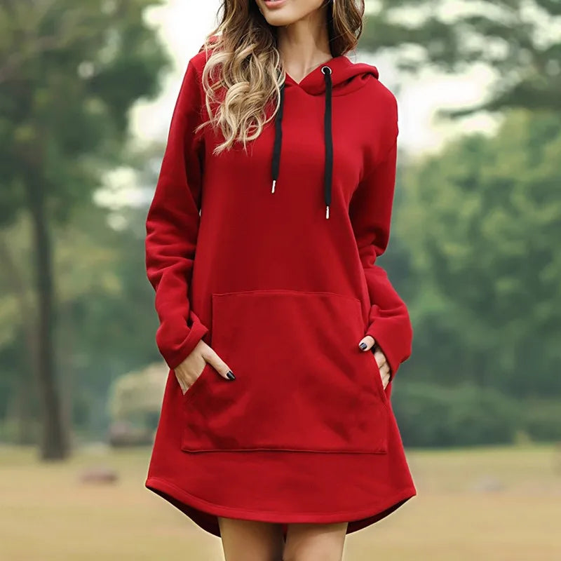 Casual Pocket Hooded Jumper Dress