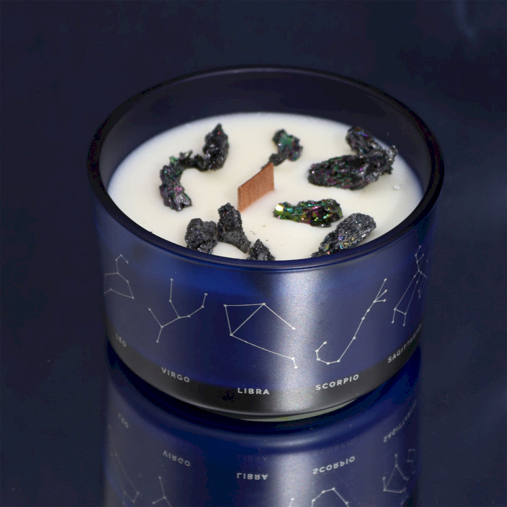 Zodiac Crystal Candles with Gemstone Brackets