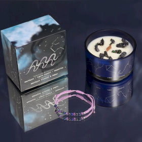 Zodiac Crystal Candles with Gemstone Brackets
