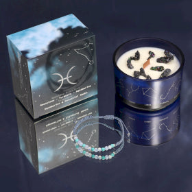 Zodiac Crystal Candles with Gemstone Brackets