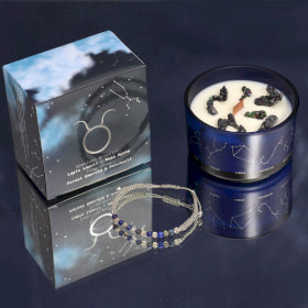Zodiac Crystal Candles with Gemstone Brackets