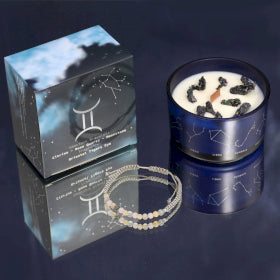 Zodiac Crystal Candles with Gemstone Brackets