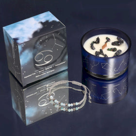 Zodiac Crystal Candles with Gemstone Brackets