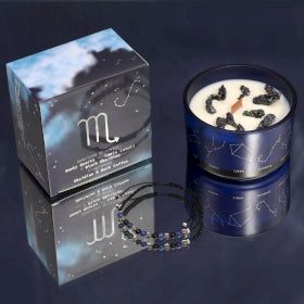 Zodiac Crystal Candles with Gemstone Brackets