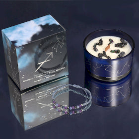 Zodiac Crystal Candles with Gemstone Brackets