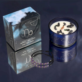 Zodiac Crystal Candles with Gemstone Brackets