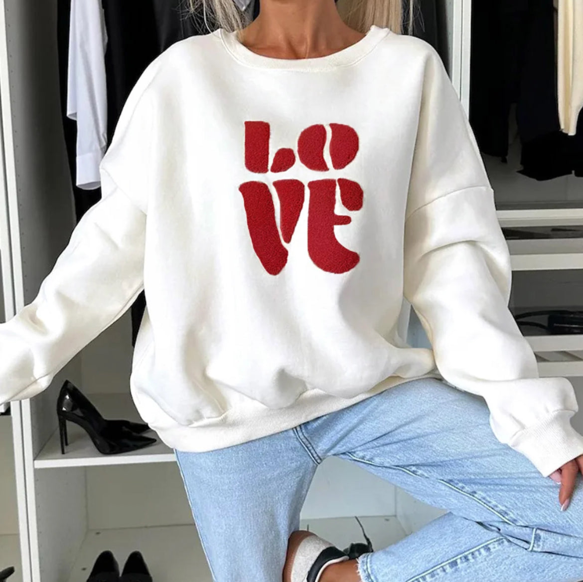 Oversized LOVE Graphic Printed Jumper