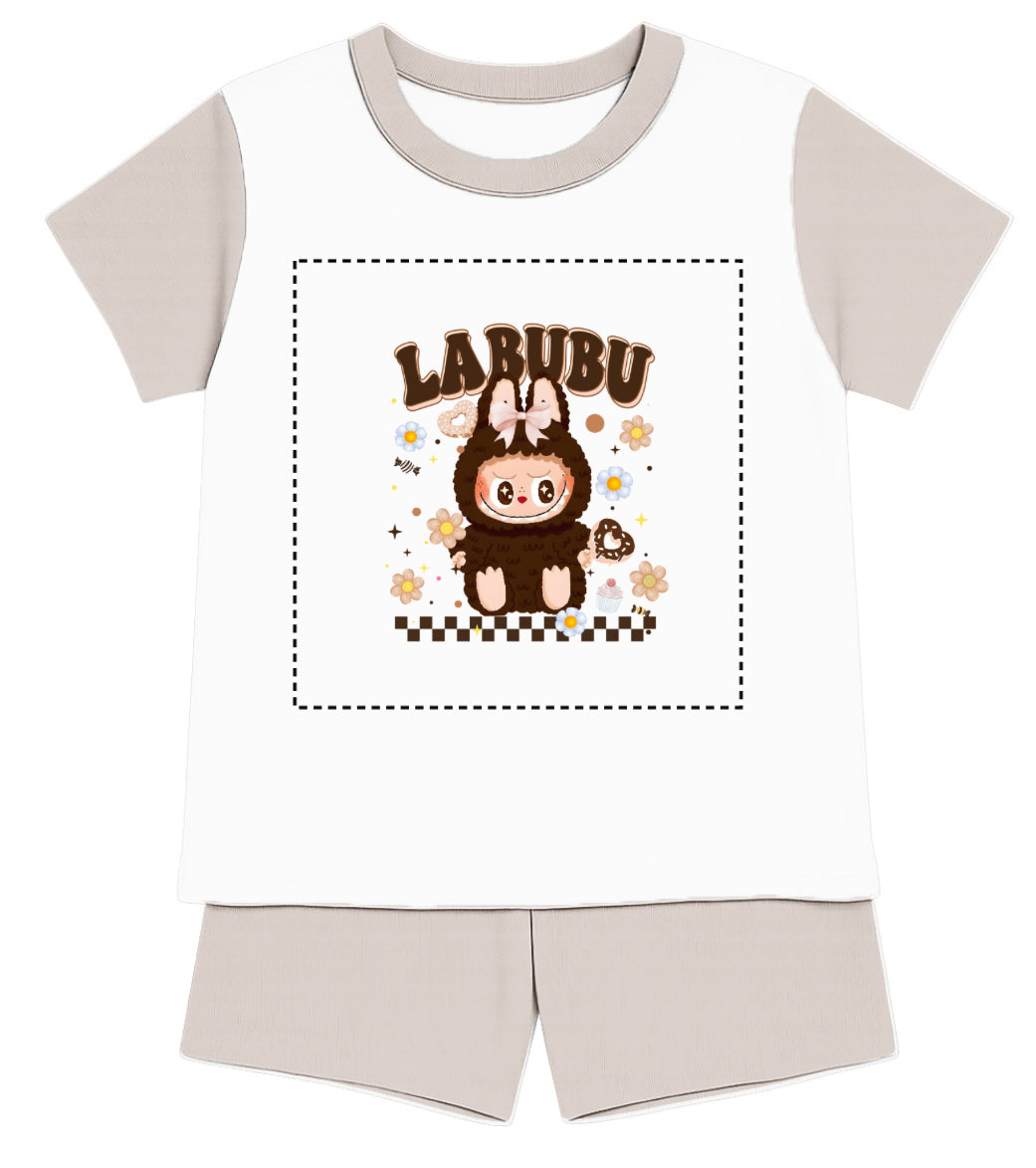Children's Brown Labubu Inspired T-Shirt and Short Pyjama Set