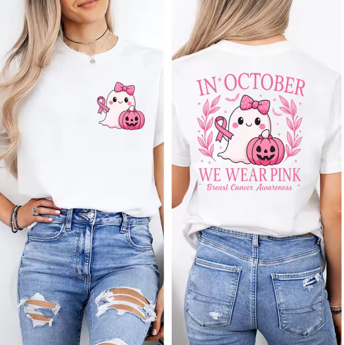 In October We Wear Pink Graphic Print T-Shirt