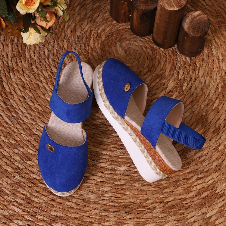 Lightweight Hemp Rope Braided Closed Toe Elastic Banded Wedges